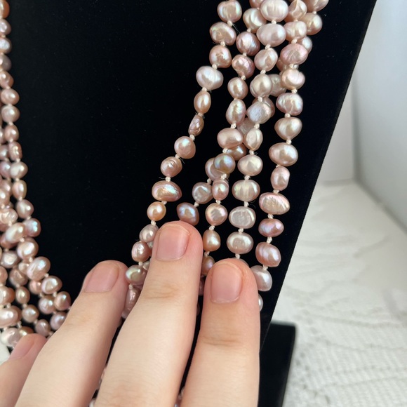 Baroque Blush Genuine Freshwater Pearl Necklace - Picture 7 of 12